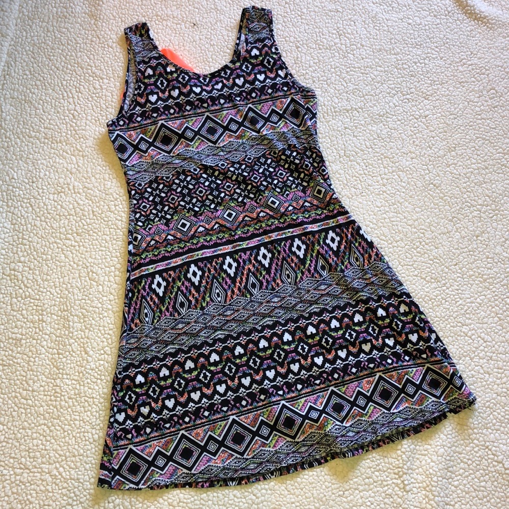 3/$15 Tribal Print Neon Bow Dress